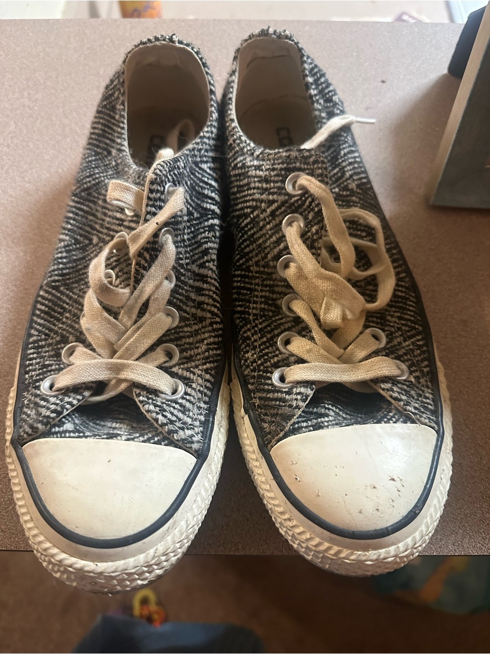 Converse Black & White Tweed Low-Top Sneakers